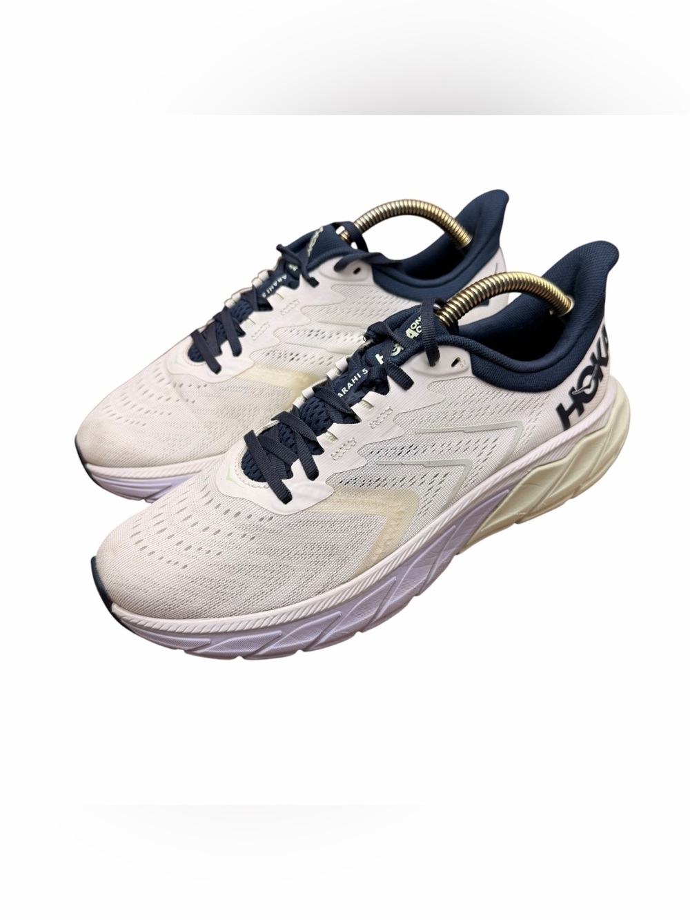 Hoka One  Arahi 5 Women's Size 11B Running Shoes Ivory Navy sneakers